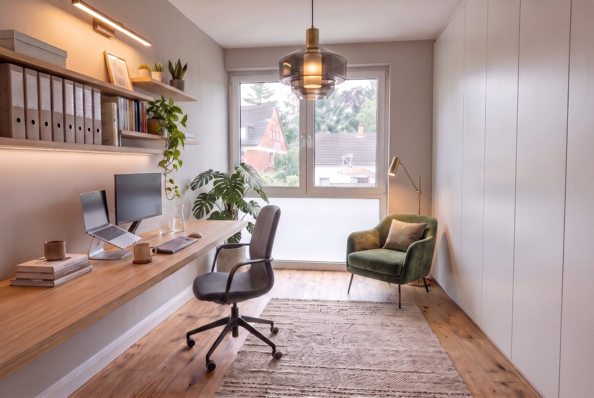 Kleines Zimmer (als Büro visualisiert)