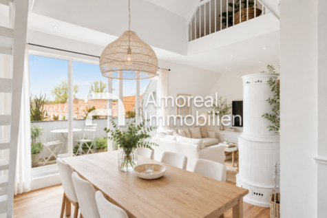 Loftartiges Wohnen in Sackgassenlage – Galerie, Kamin, Westbalkon und maßgefertigte Landhausküche, 22415 Hamburg Fuhlsbüttel, Dachgeschosswohnung